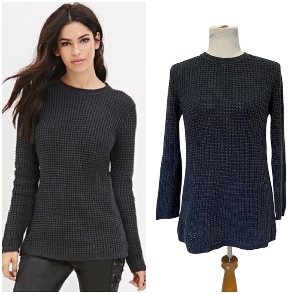 EUC - Chunky Textured Rib Knit Sweater | Women’s S, Charcoal | Forever 21
